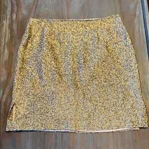 St Vincent‎ Vintage Metal Gold Sequins 100% Silk Mini Skirt Size 10